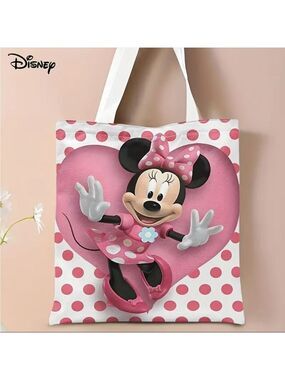 NEW: Disney Minnie Mouse Pink and White Polka Dot Tote Bag